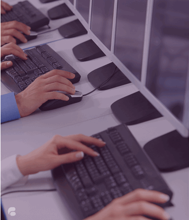 Man clicking and typing in the system
